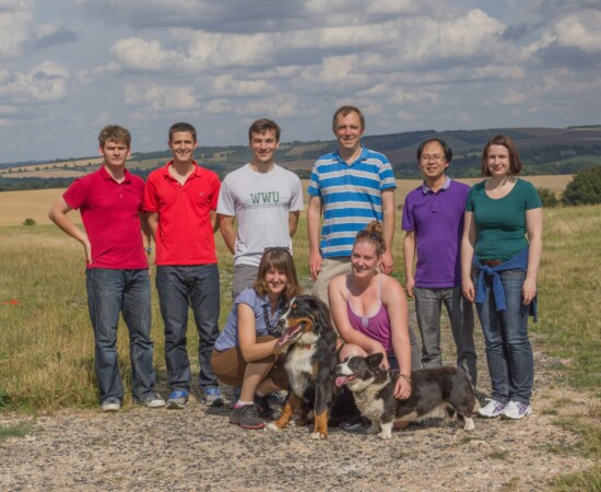 2014 Lab Retreat - On a hike overlooking the Meon Valley, Hampshire August 2014