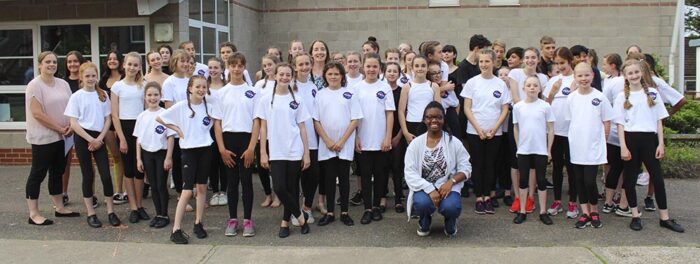 Denise Walker with dance students at King Edward VI School, Bury St Edmunds