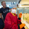 Two boys dressed as Animal technicians