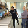 Volunteer showing a demonstration of cellular dynamics