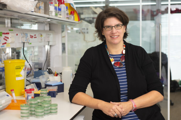 Katja Röper in a laboratory